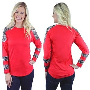 Sunshine & Rodeo Long Sleeve Leopard Print Top